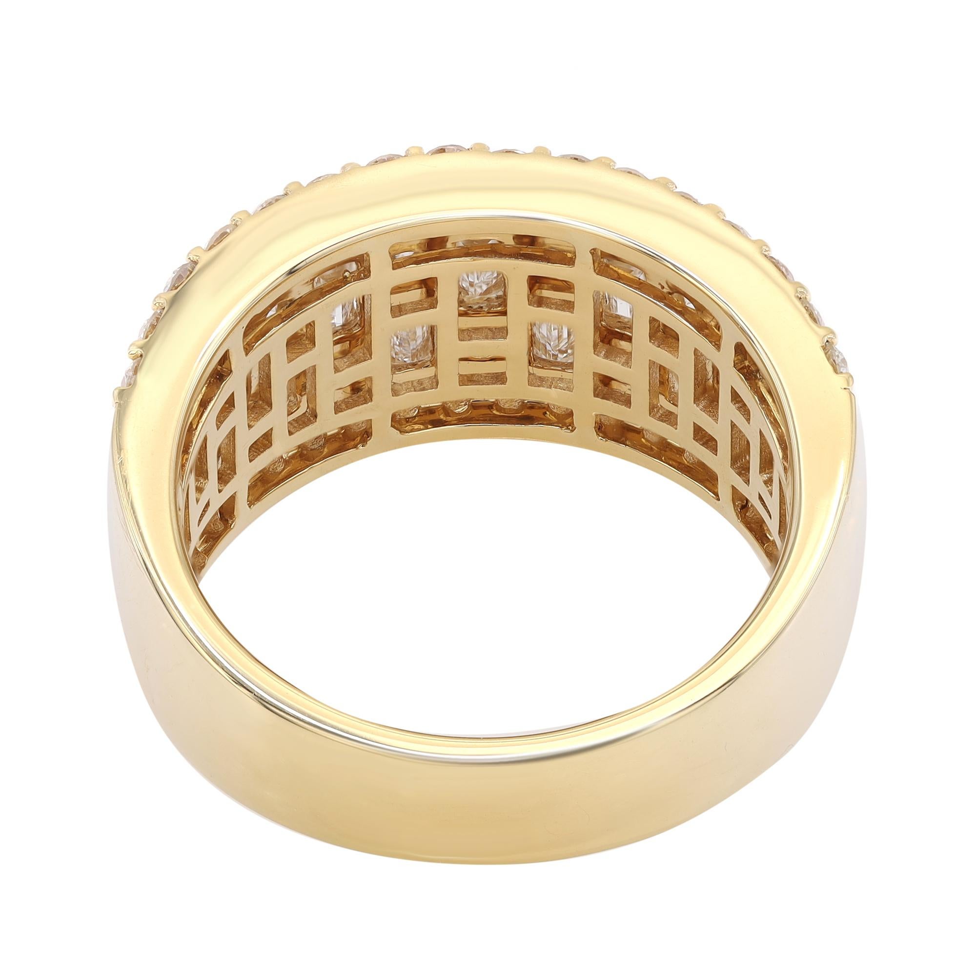 Modern Rachel Koen Baguette Round Cut Diamond Ring 18K Yellow Gold 2.11cttw For Sale