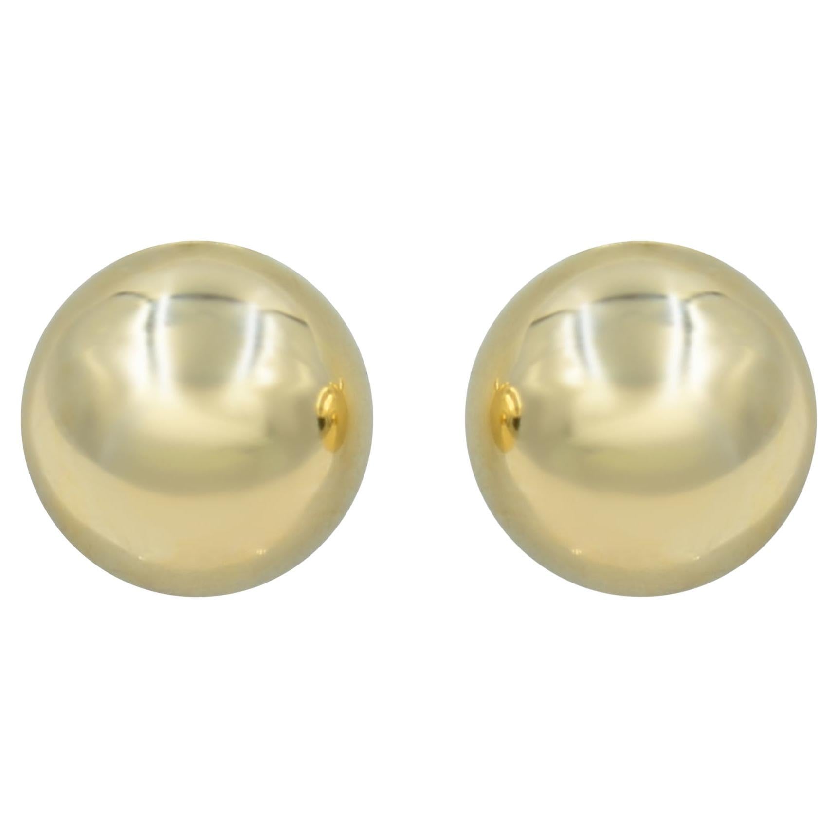 14 Karat Yellow Gold Ball Stud Earrings For Sale at 1stDibs