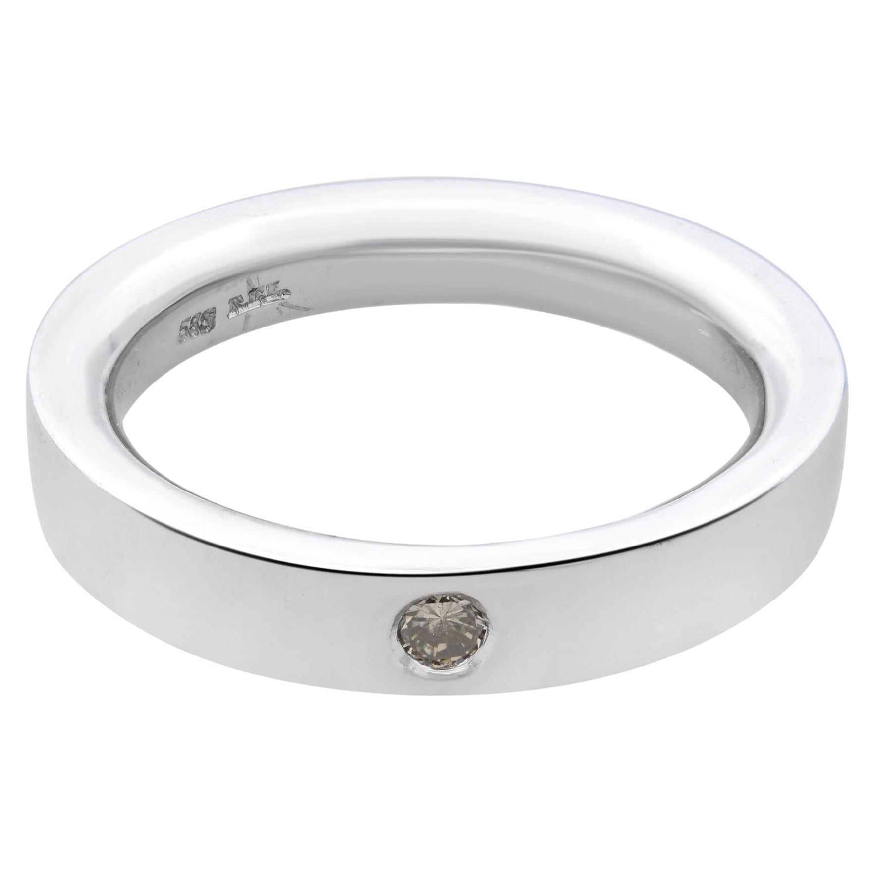 Rachel Koen Alliance pour femme en or blanc 14 carats avec diamants sertis en serti clos (0,06 ct. pt.) en vente