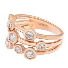 Rachel Koen Bezel Set Round Cut Diamond Fancy Ring 18k Rose Gold 0.68cttw