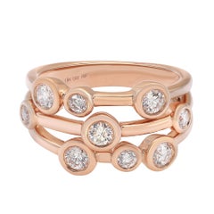 Rachel Koen Bezel Set Round Cut Diamond Fancy Ring 18K Rose Gold 0.68Cttw