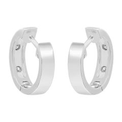 Rachel Koen Bezel Set Round Cut Diamond Huggie Earrings 14K White Gold 0.11cttw