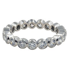 Rachel Koen Bezel Set Round Diamond Eternity Band Platinum 0.76cttw