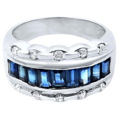Rachel Koen Bague pour femme en or blanc 18 carats avec saphir bleu et diamants