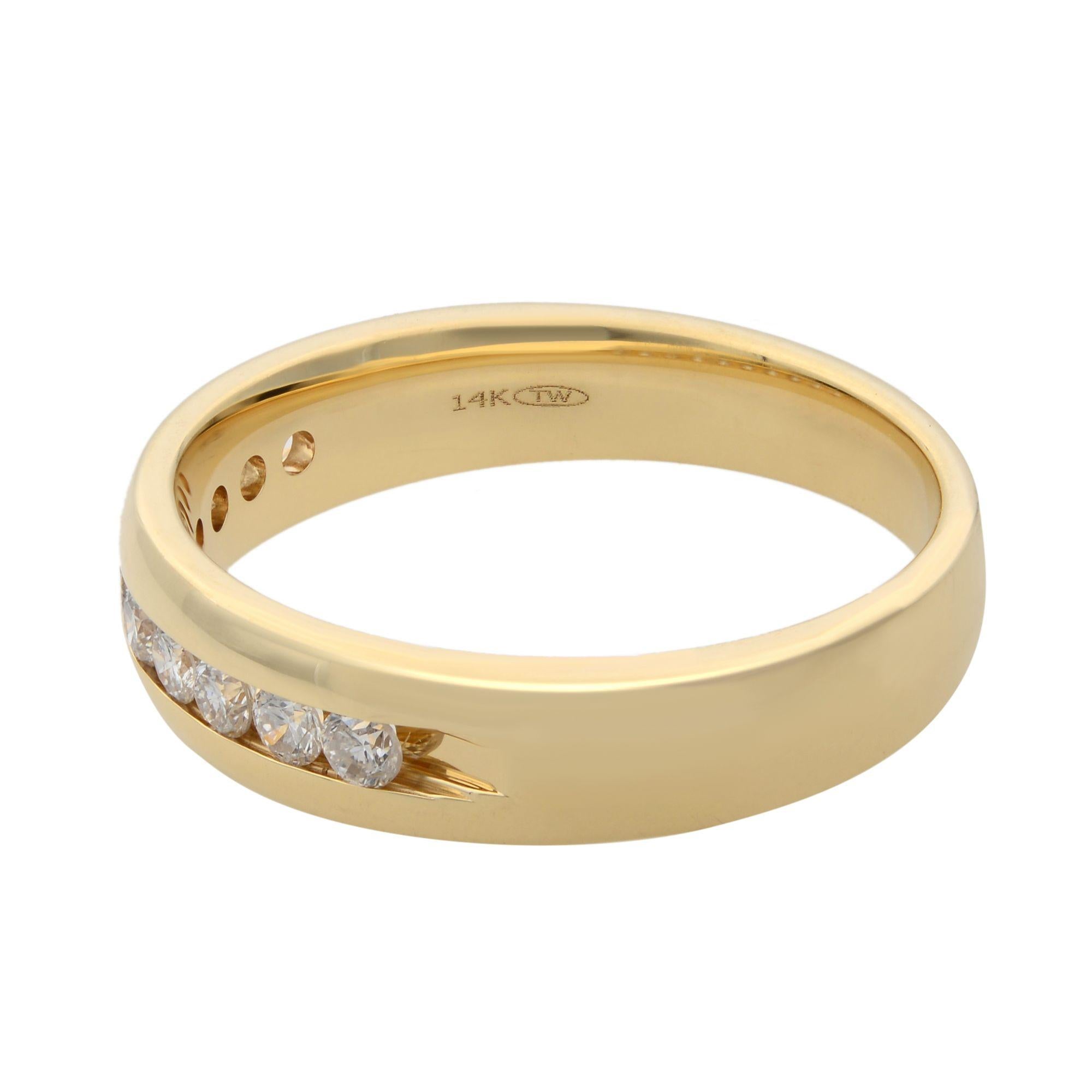 Modern Rachel Koen Channel Set Diamond Wedding Band 14k Yellow Gold 0.30ctt For Sale