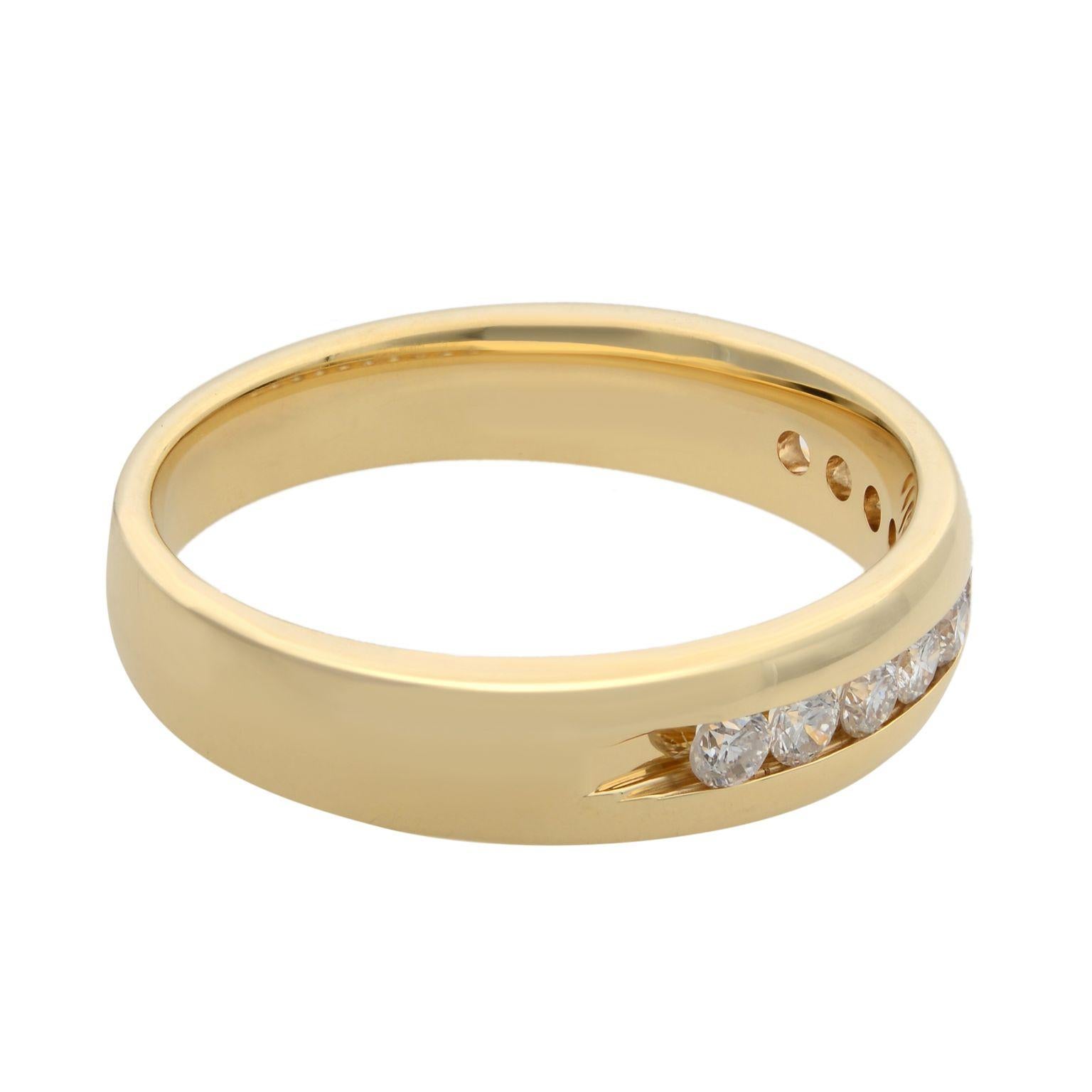 Round Cut Rachel Koen Channel Set Diamond Wedding Band 14k Yellow Gold 0.30ctt For Sale
