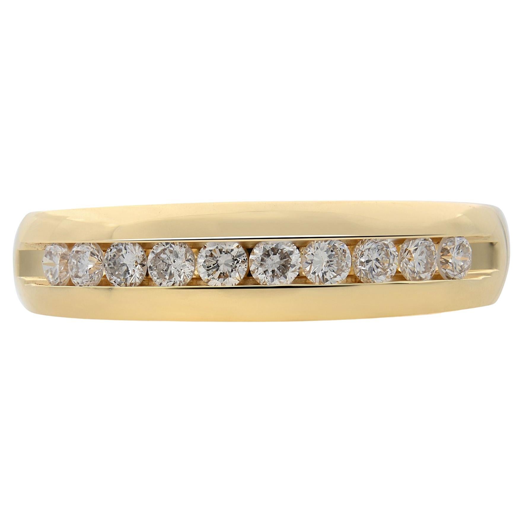 Rachel Koen Channel Set Diamond Wedding Band 14k Yellow Gold 0.30ctt For Sale