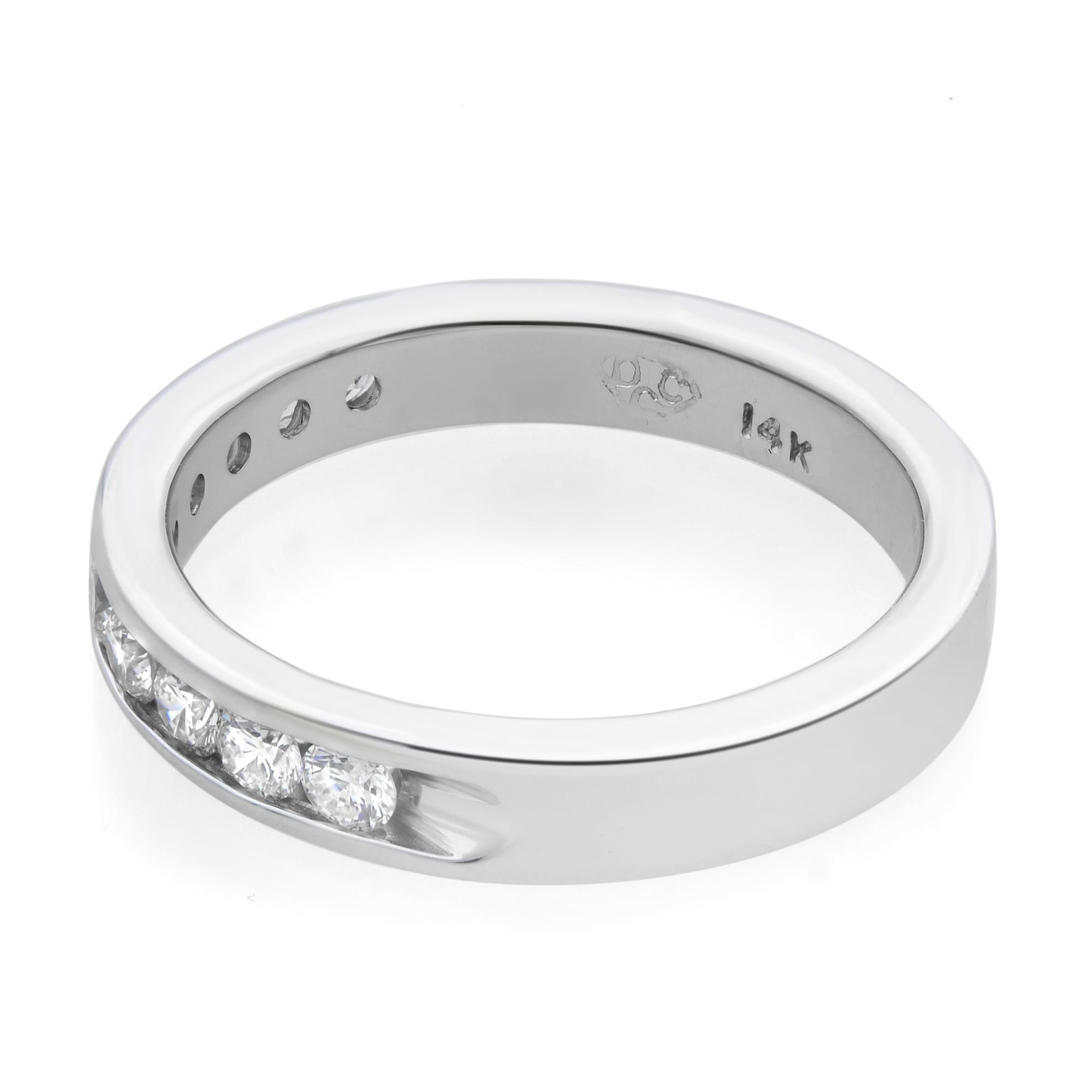 Modern Rachel Koen Channel Set Diamond Wedding Band Ring 14k White Gold 0.50cttw For Sale