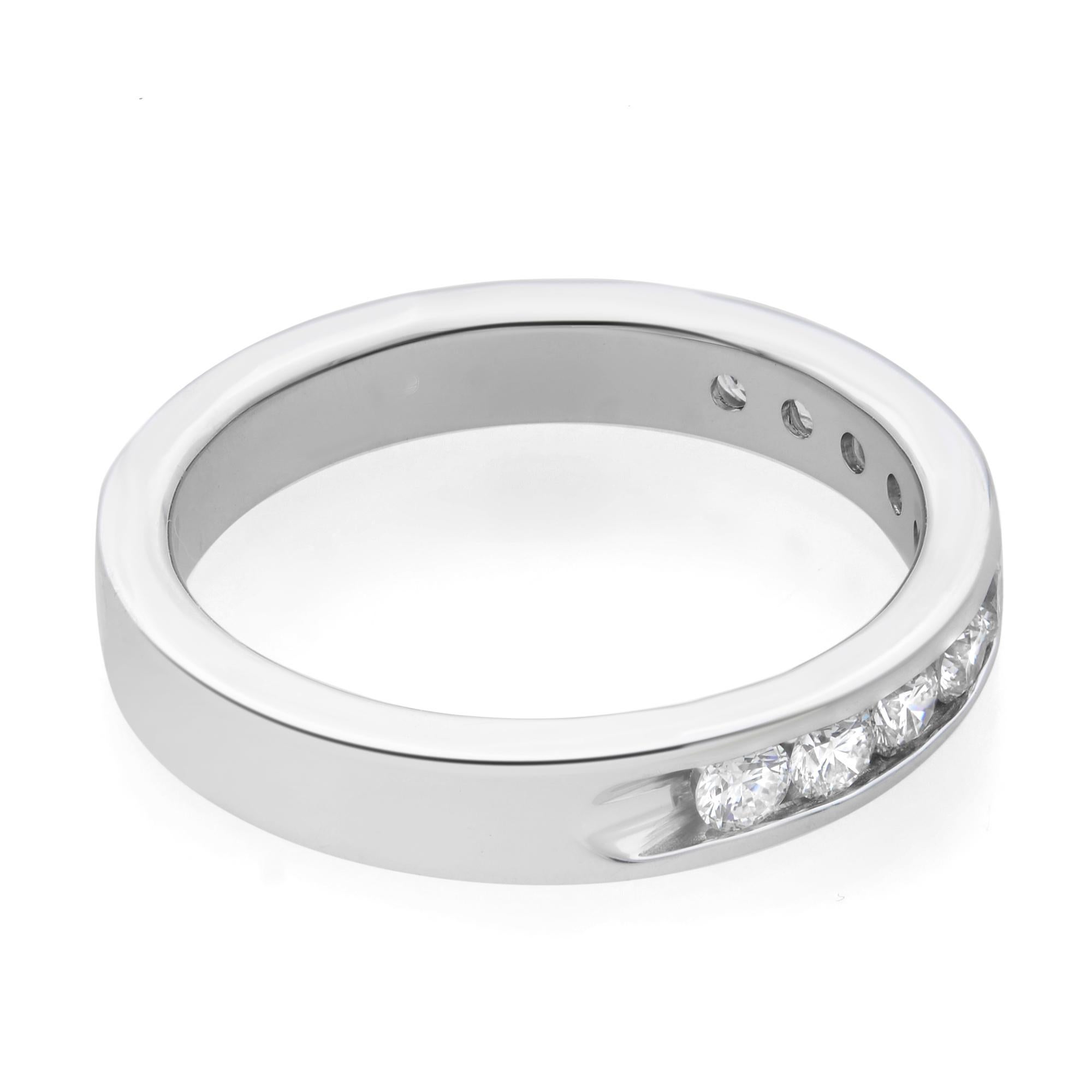Round Cut Rachel Koen Channel Set Diamond Wedding Band Ring 14k White Gold 0.50cttw For Sale