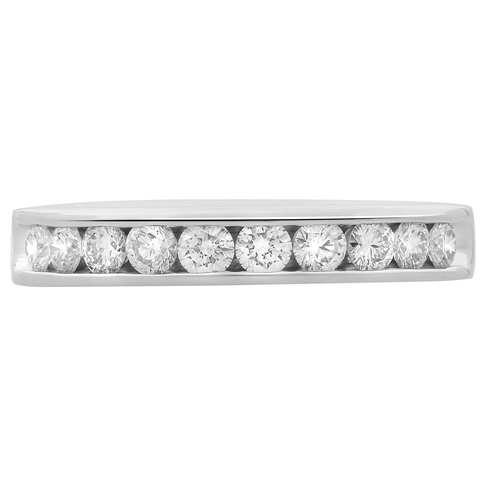 Rachel Koen Channel Set Diamond Wedding Band Ring 14k White Gold 0.50cttw For Sale