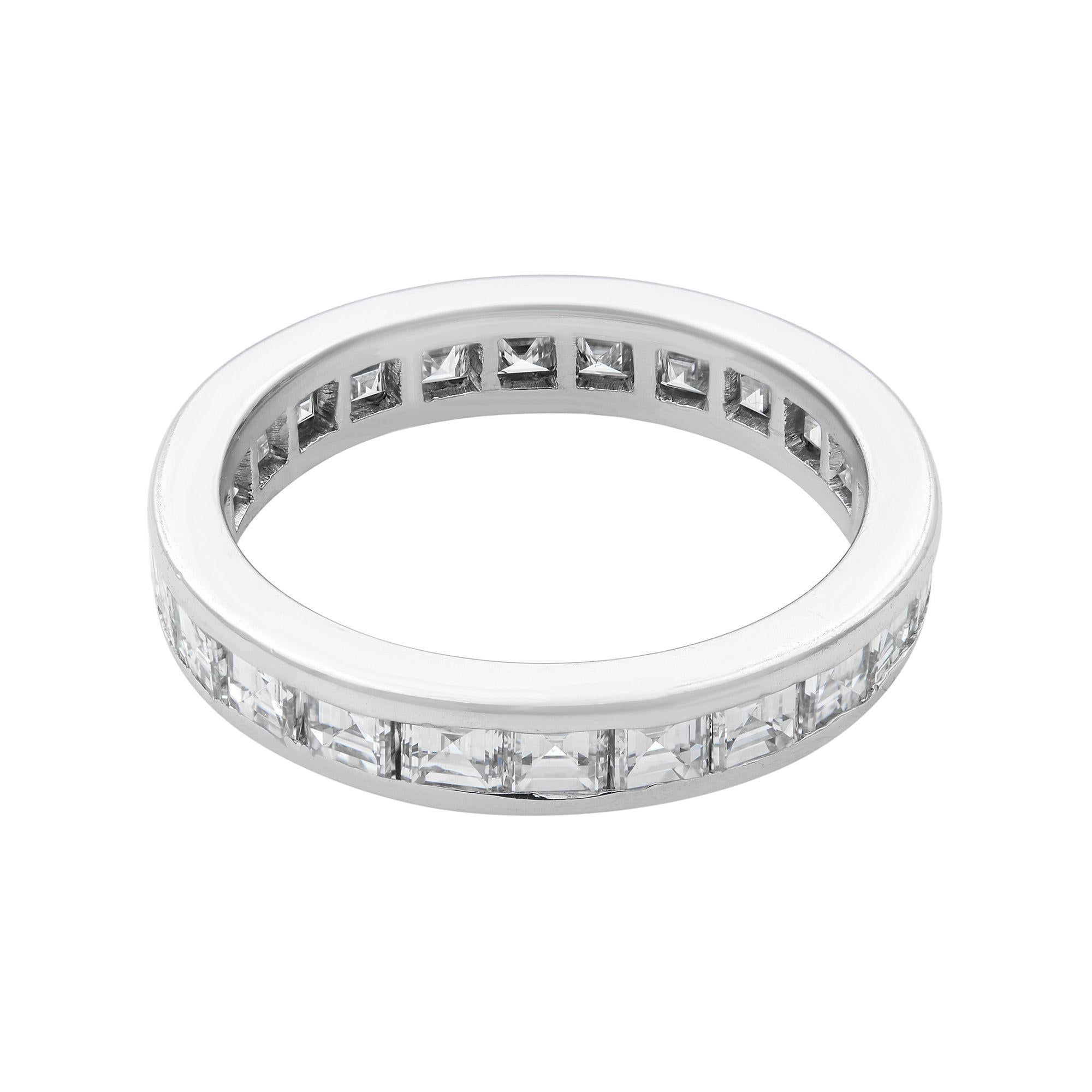 Rachel Koen Channel Square Diamond Eternity Band 14K White Gold 1.25cttw In New Condition For Sale In New York, NY