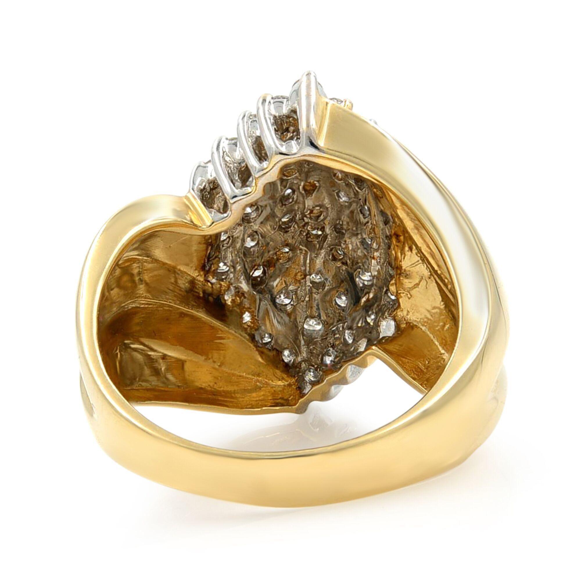 Rachel Koen Cluster Diamond Ring 14K Yellow Gold 1.30cttw In New Condition For Sale In New York, NY