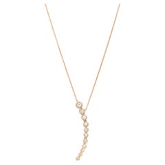 Rachel Koen Crescent Pendant Necklace 14K Rose Gold 0.63 Cttw