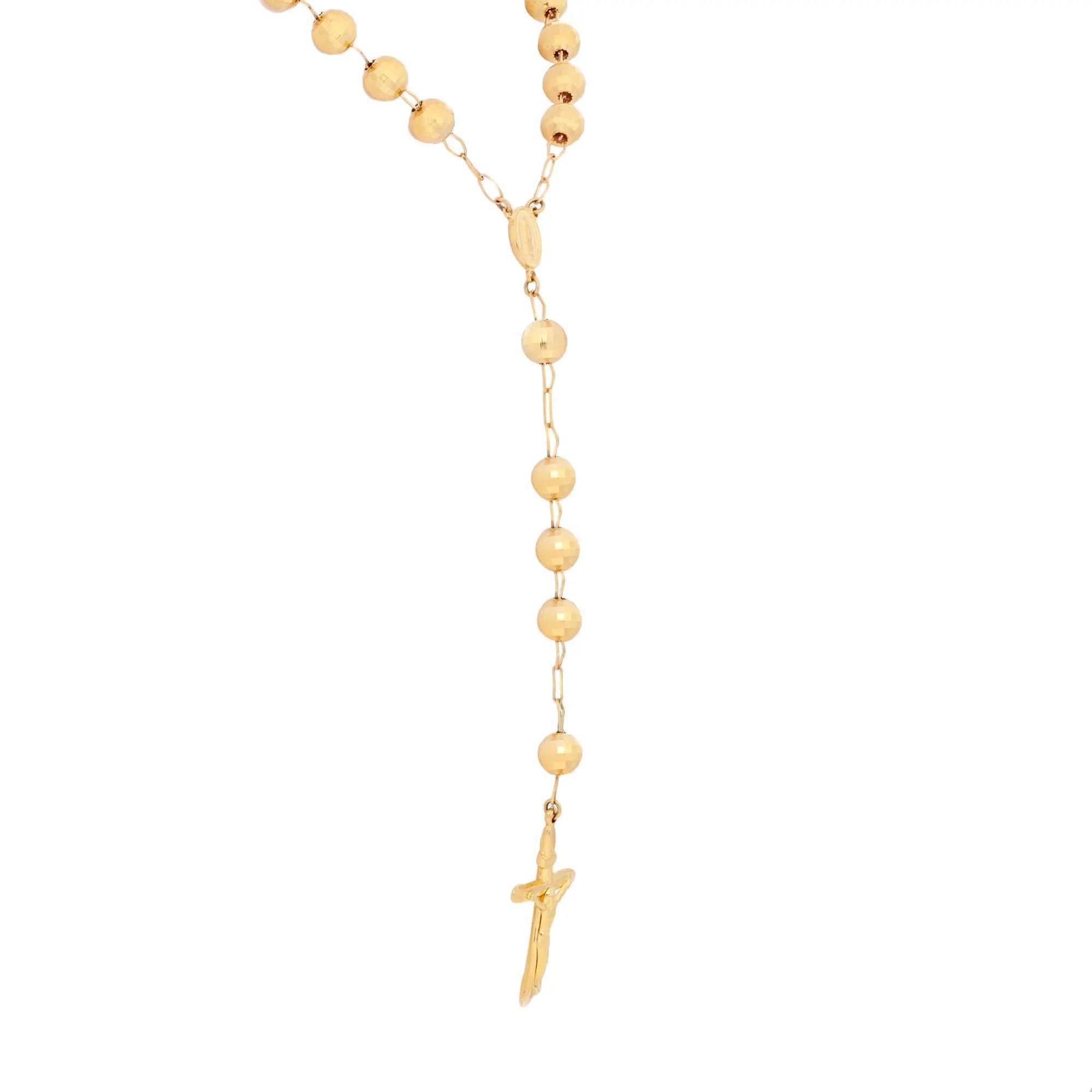 Rachel Koen Kreuz Rosary Lariat Halskette 14K Gelbgold (Moderne) im Angebot