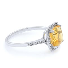 Rachel Koen Cushion Cut Citrine 2.7cttw Diamond Ring 14K White Gold