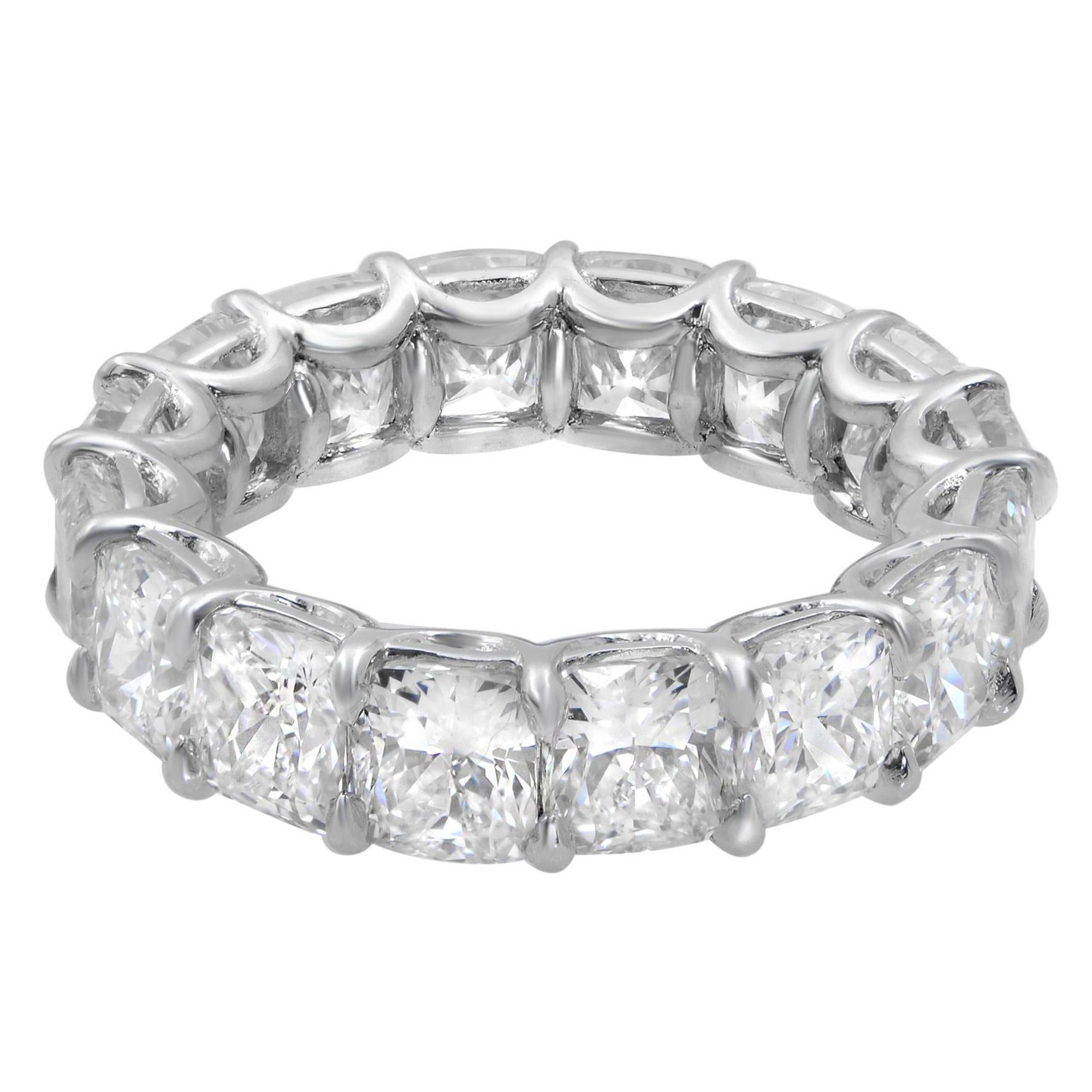Rachel Koen, fascia per l'eternità con diamanti taglio cuscino, platino, 9,99 ct. in vendita