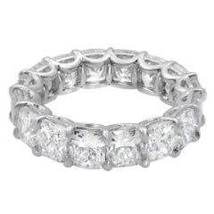 Rachel Koen, fascia per l'eternità con diamanti taglio cuscino, platino, 9,99 ct.