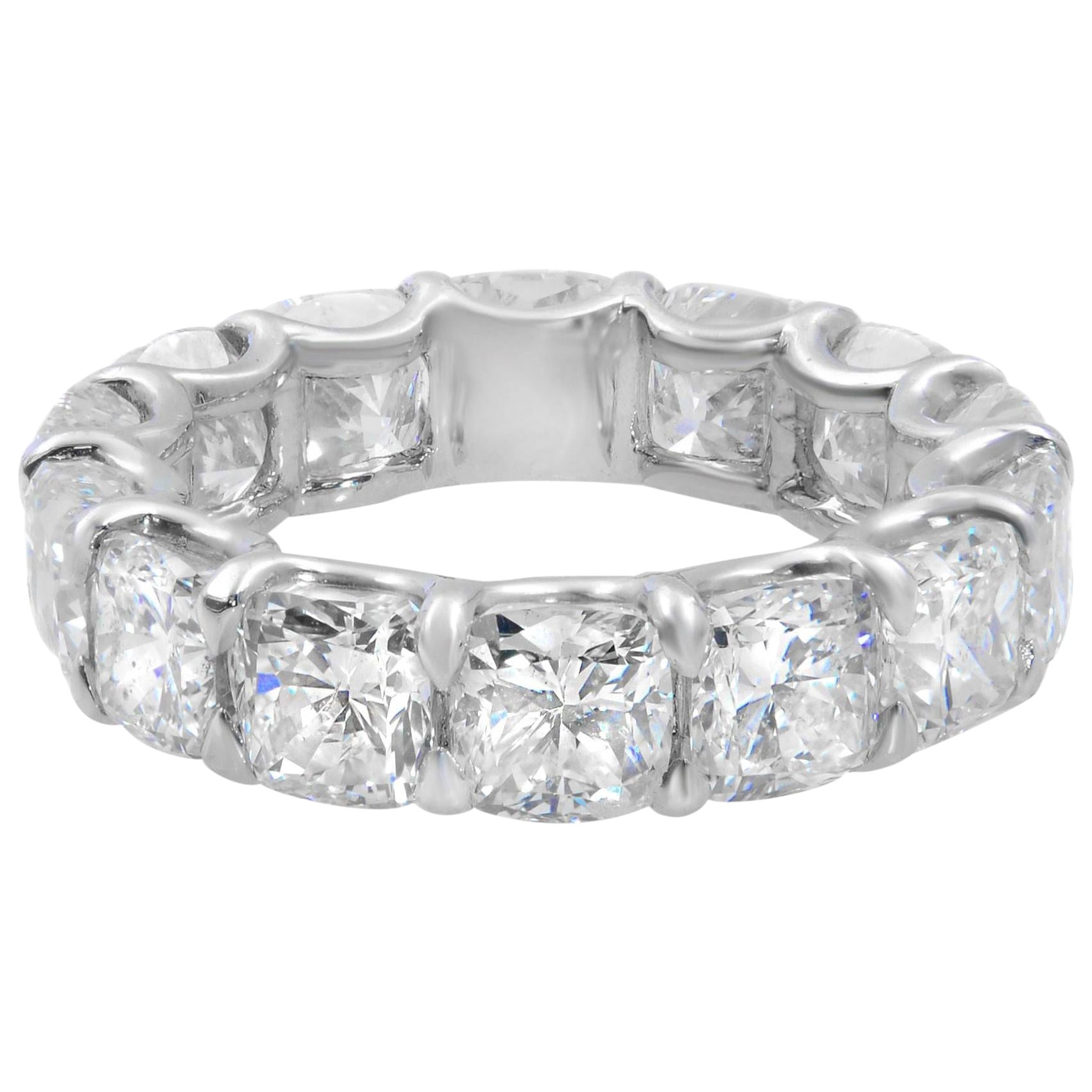 Rachel Koen, bague d'éternité en platine avec diamant coussin de 8,34 carats poids total