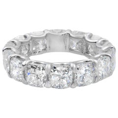 Rachel Koen, bague d'éternité en platine avec diamant coussin de 8,34 carats poids total