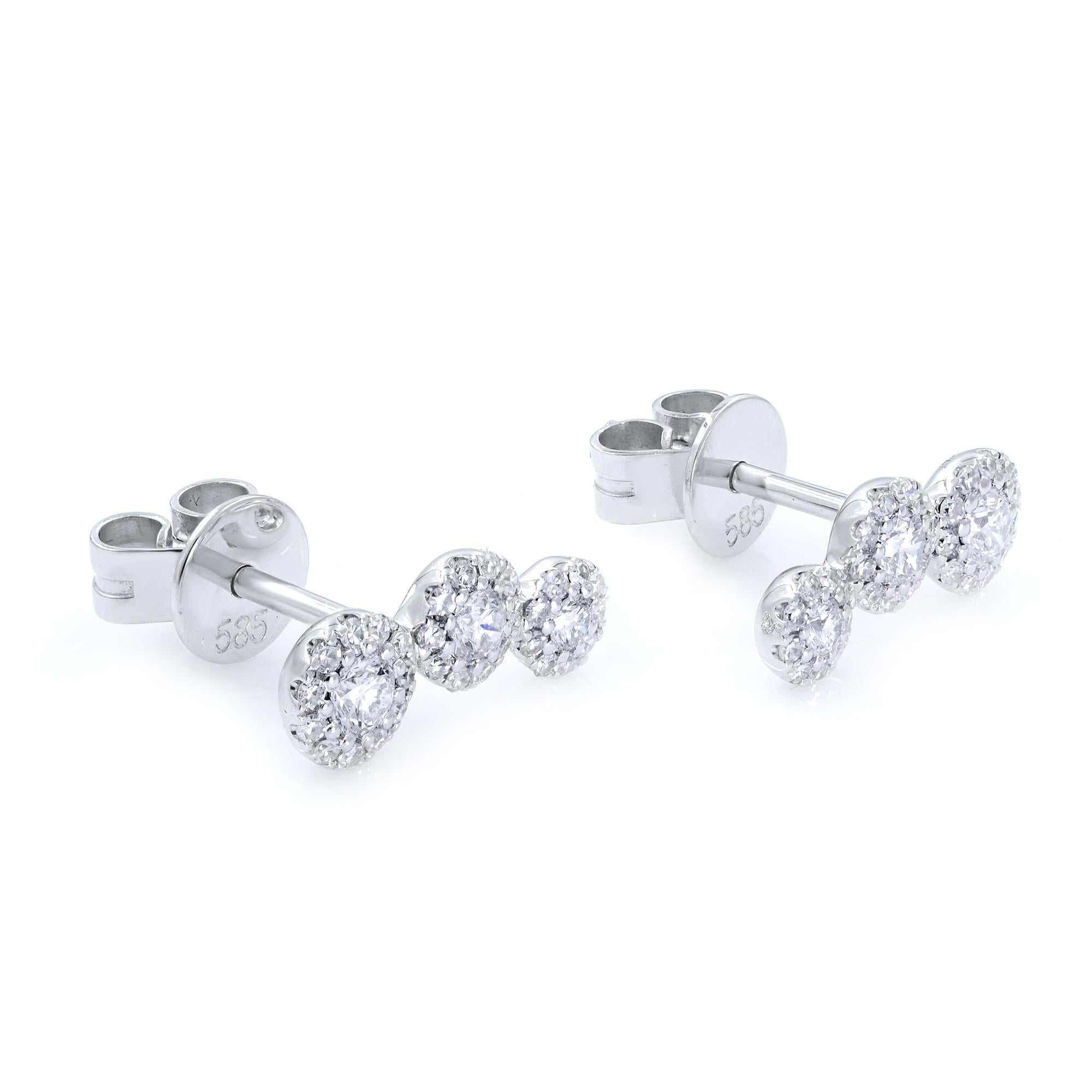 Rachel Koen Diamond 14 Karat White Gold Stud Earrings 0.36 Carat In New Condition For Sale In New York, NY