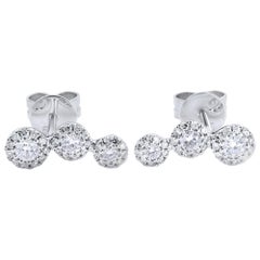 Rachel Koen Diamond 14 Karat White Gold Stud Earrings 0.36 Carat