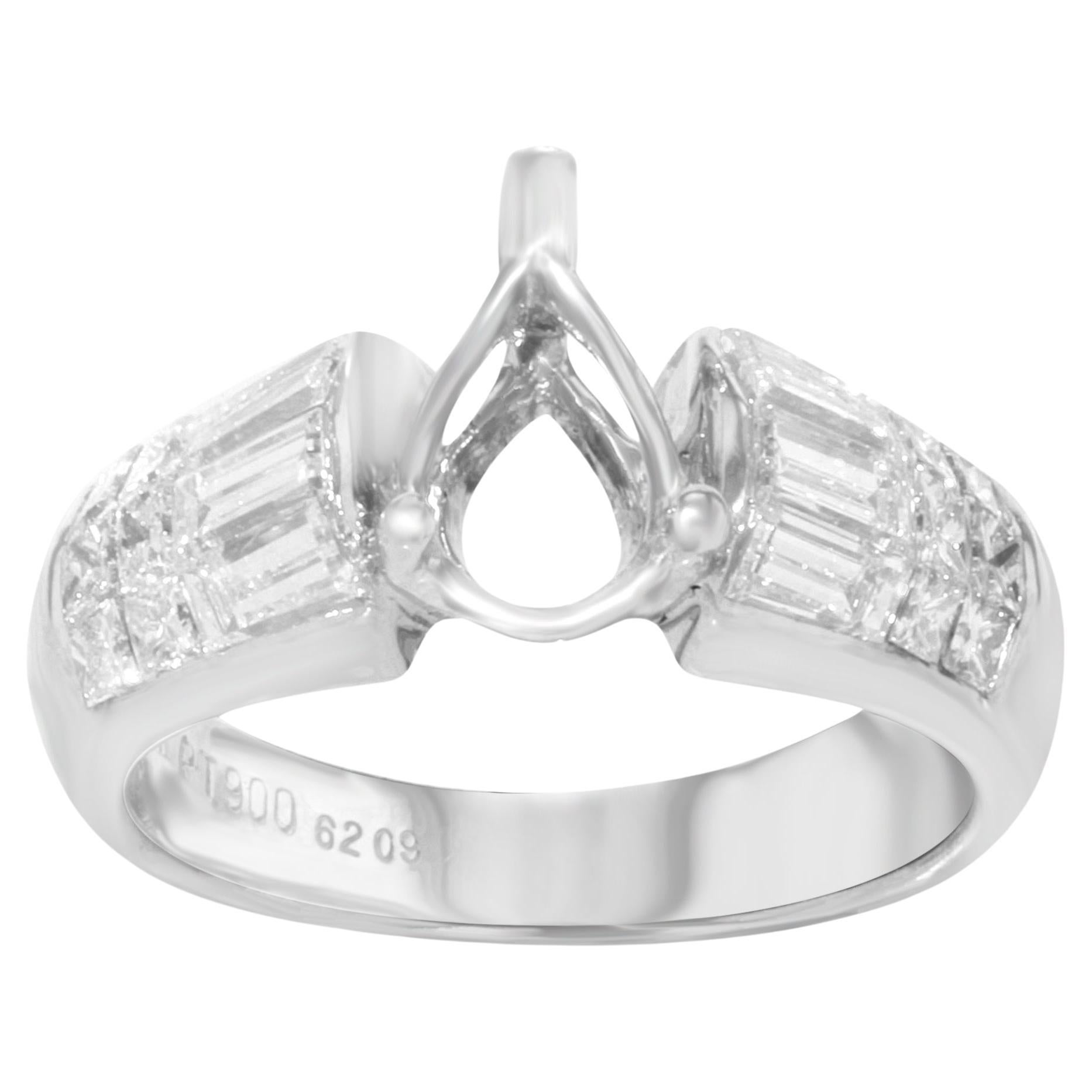 Rachel Koen Diamond Accent Engagement Ring Casting Platinum 1.25 Cttw For Sale