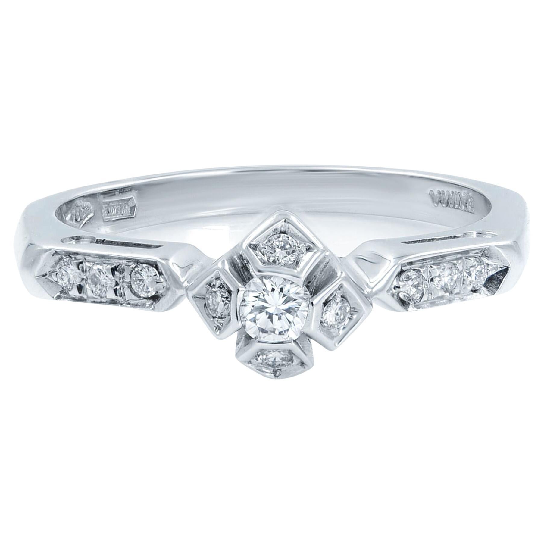 Rachel Koen Diamond Accented Ladies Engagement Ring 18K White Gold 0.18Cttw For Sale
