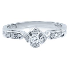 Rachel Koen Diamond Accented Ladies Engagement Ring 18K White Gold 0.18Cttw