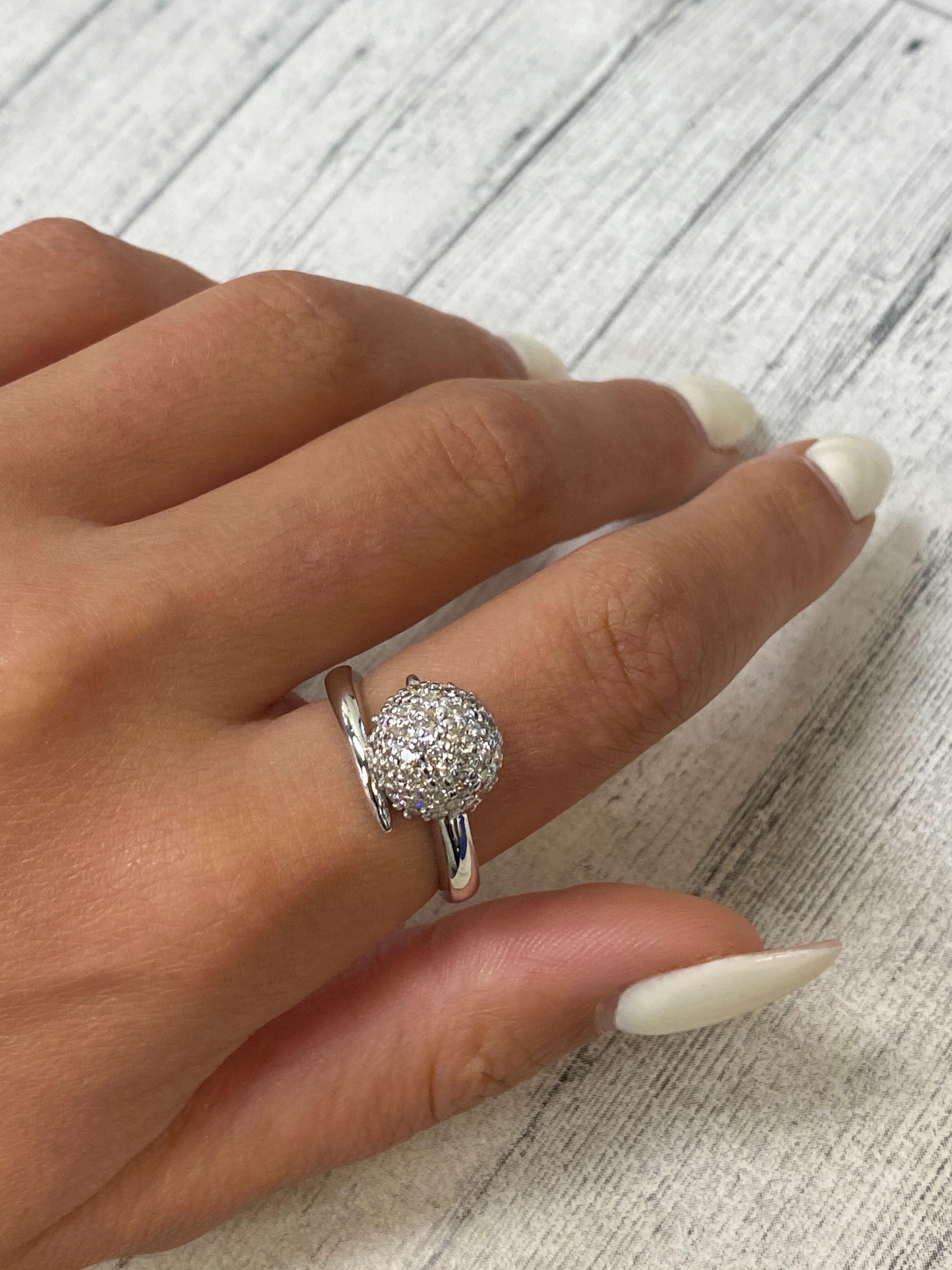 Rachel Koen Diamond Ball Ring 14K White Gold 0.40Cttw For Sale 1