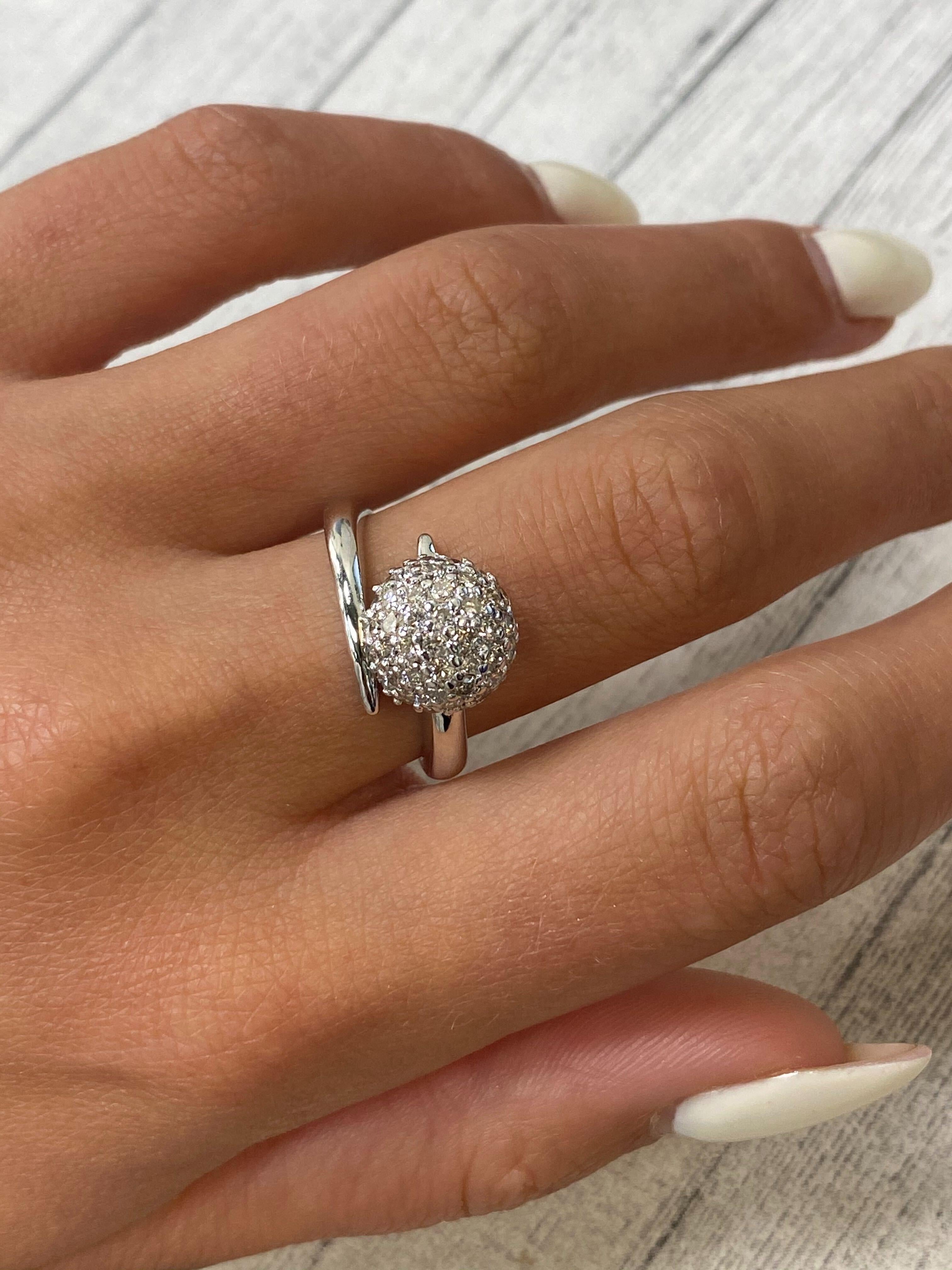 Rachel Koen Diamond Ball Ring 14K White Gold 0.40Cttw For Sale 2