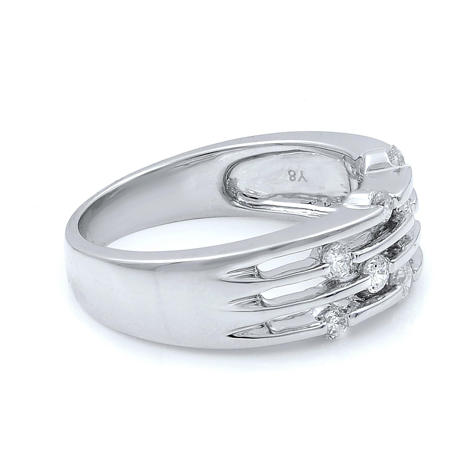 Modern Rachel Koen Diamond Band Ring 14K White Gold 0.35cts For Sale