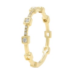Rachel Koen Diamond Bezel & Pave Set Band Ring 14K Yellow Gold 0.12cttw
