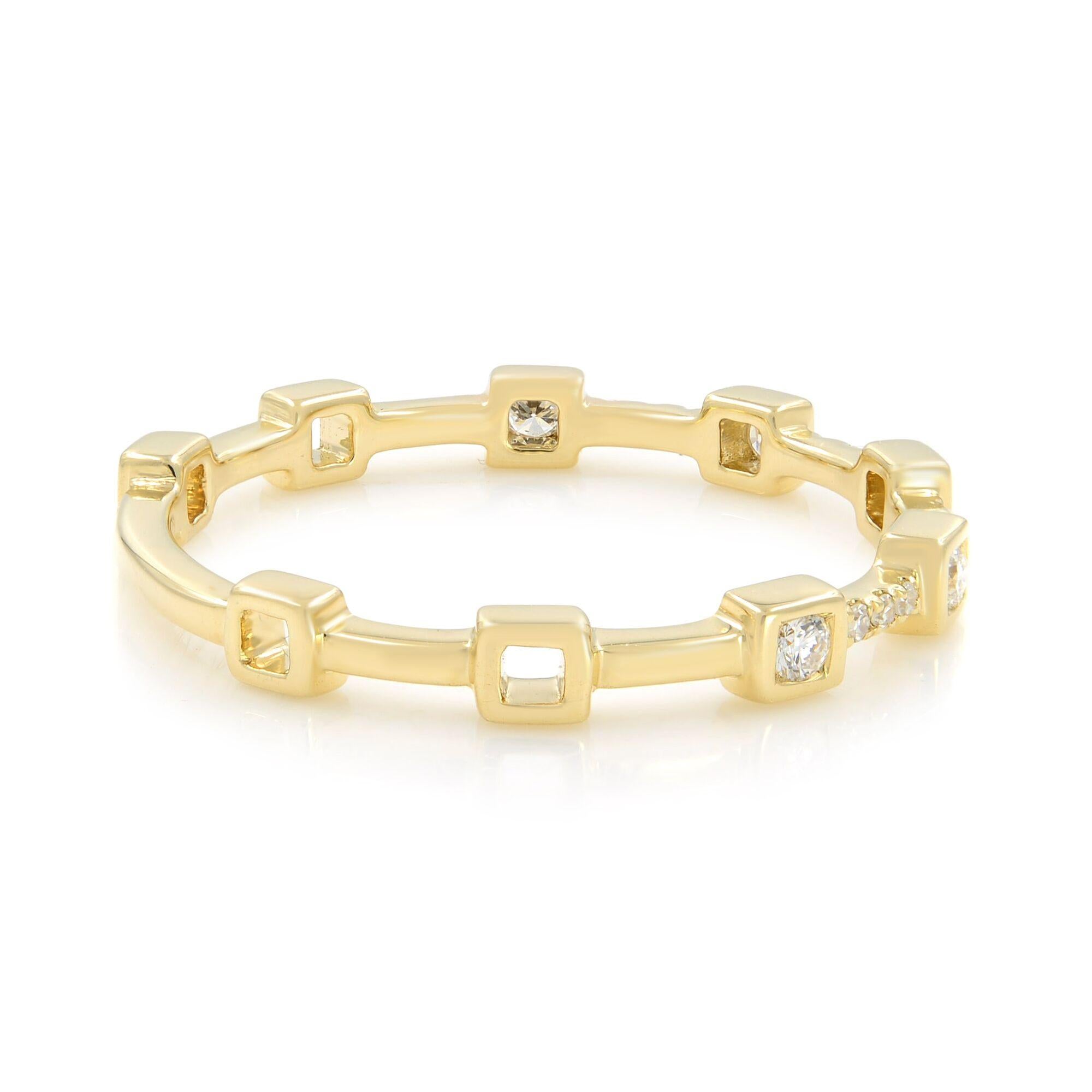 Round Cut Rachel Koen Diamond Bezel & Pave Set Band Ring 14K Yellow Gold 0.12cttw For Sale