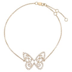 Rachel Koen Diamond Butterfly Chain Bracelet 18K Rose Gold 0.46cttw