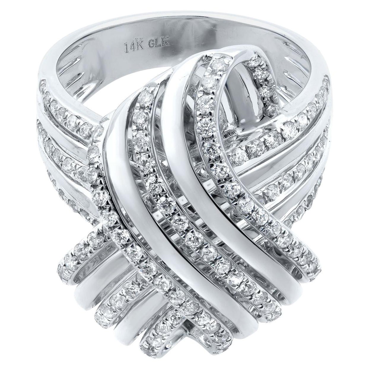 Anello Cocktail con diamanti Rachel Koen in oro bianco 14K 0,87cttw in vendita