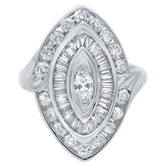 Rachel Koen Diamond Cocktail Ring 14K White Gold 2.00 Cttw