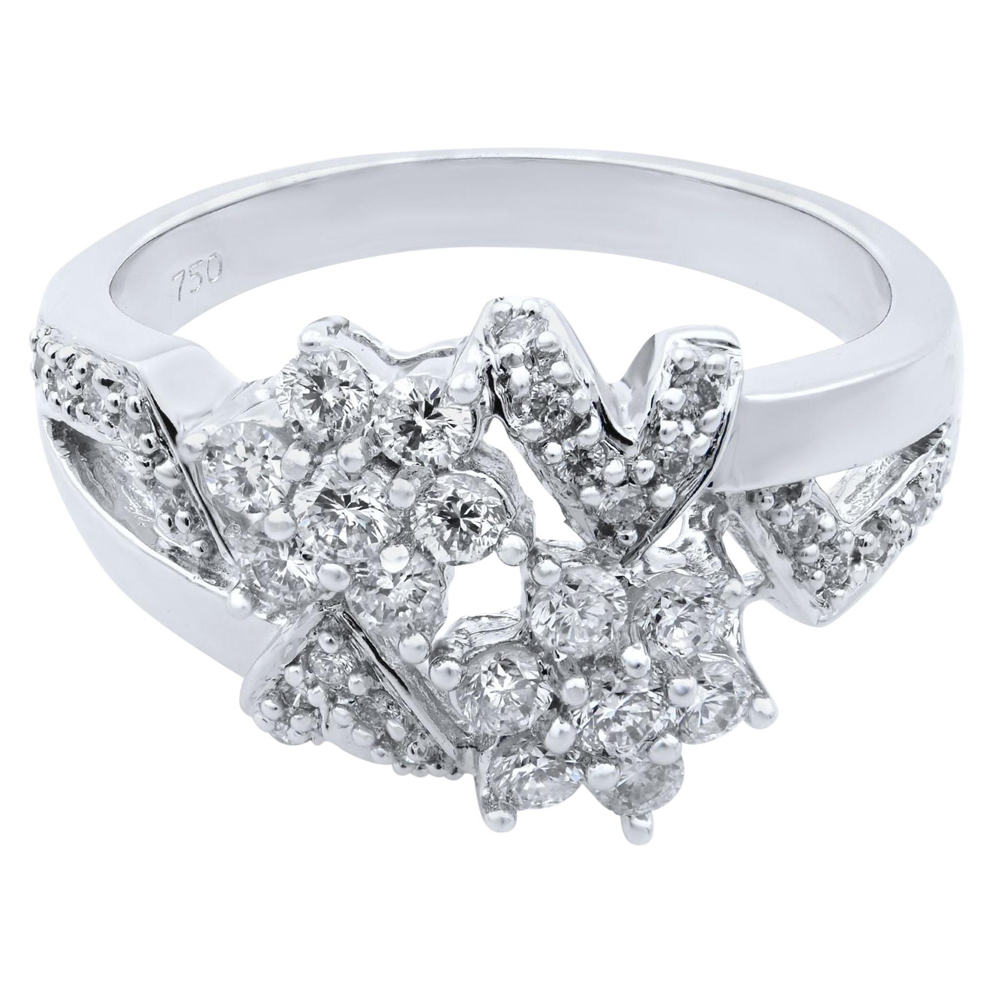 Anello Cocktail con diamanti Rachel Koen in oro bianco 18K 0,75cttw