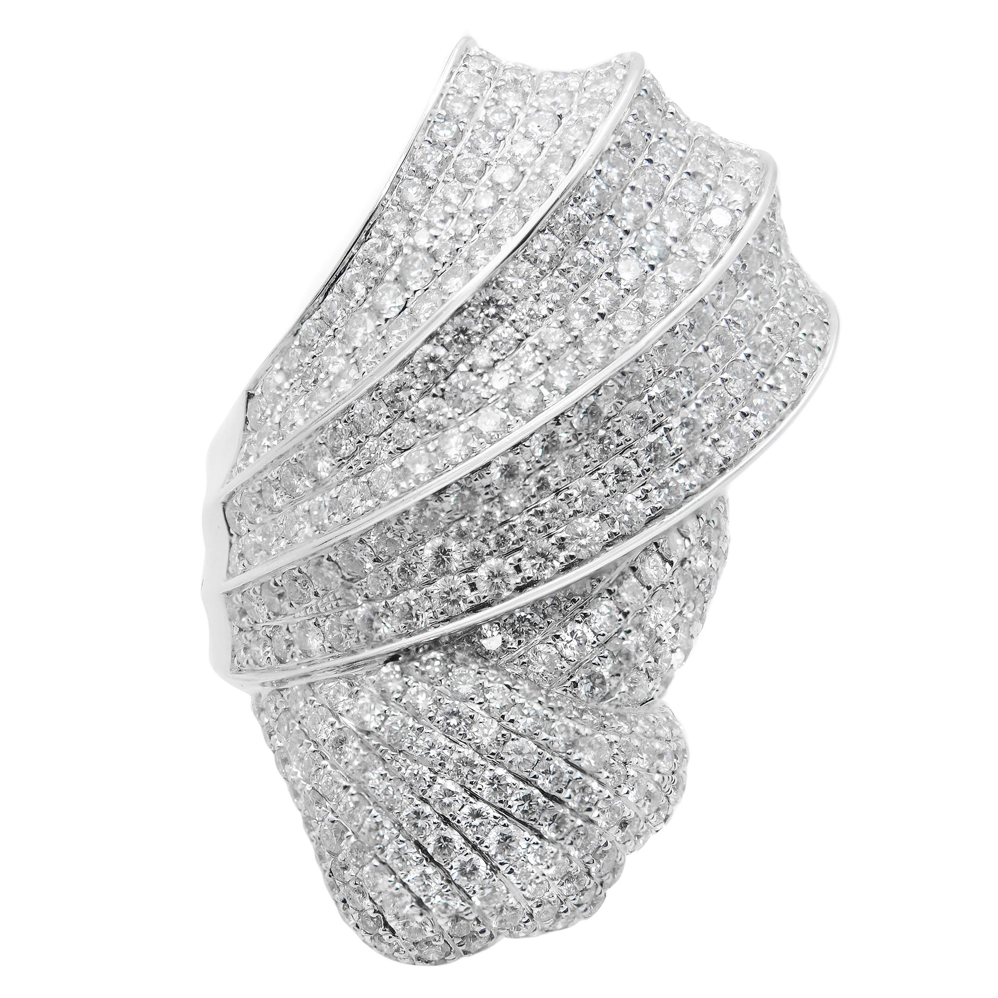 Rachel Koen Diamond Cocktail Ring 18K White Gold 4.50 Cttw In New Condition For Sale In New York, NY