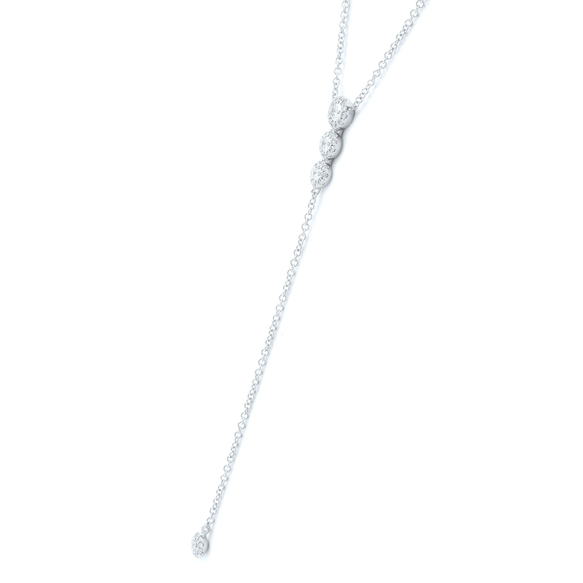 Modern Rachel Koen Diamond Composite Lariat Necklace 14k White Gold 0.29cttw For Sale