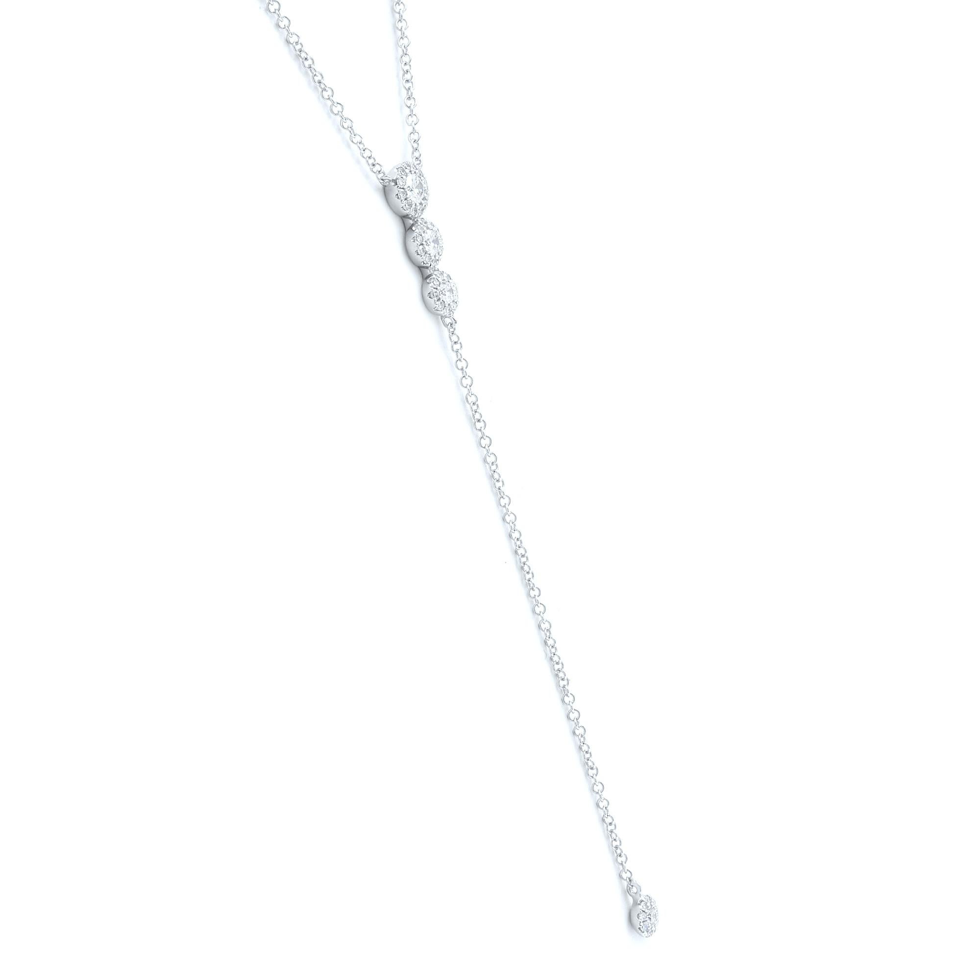 Rachel Koen Diamant-Komposit-Lariat-Halskette 14k Weißgold 0,29cttw (Rundschliff) im Angebot