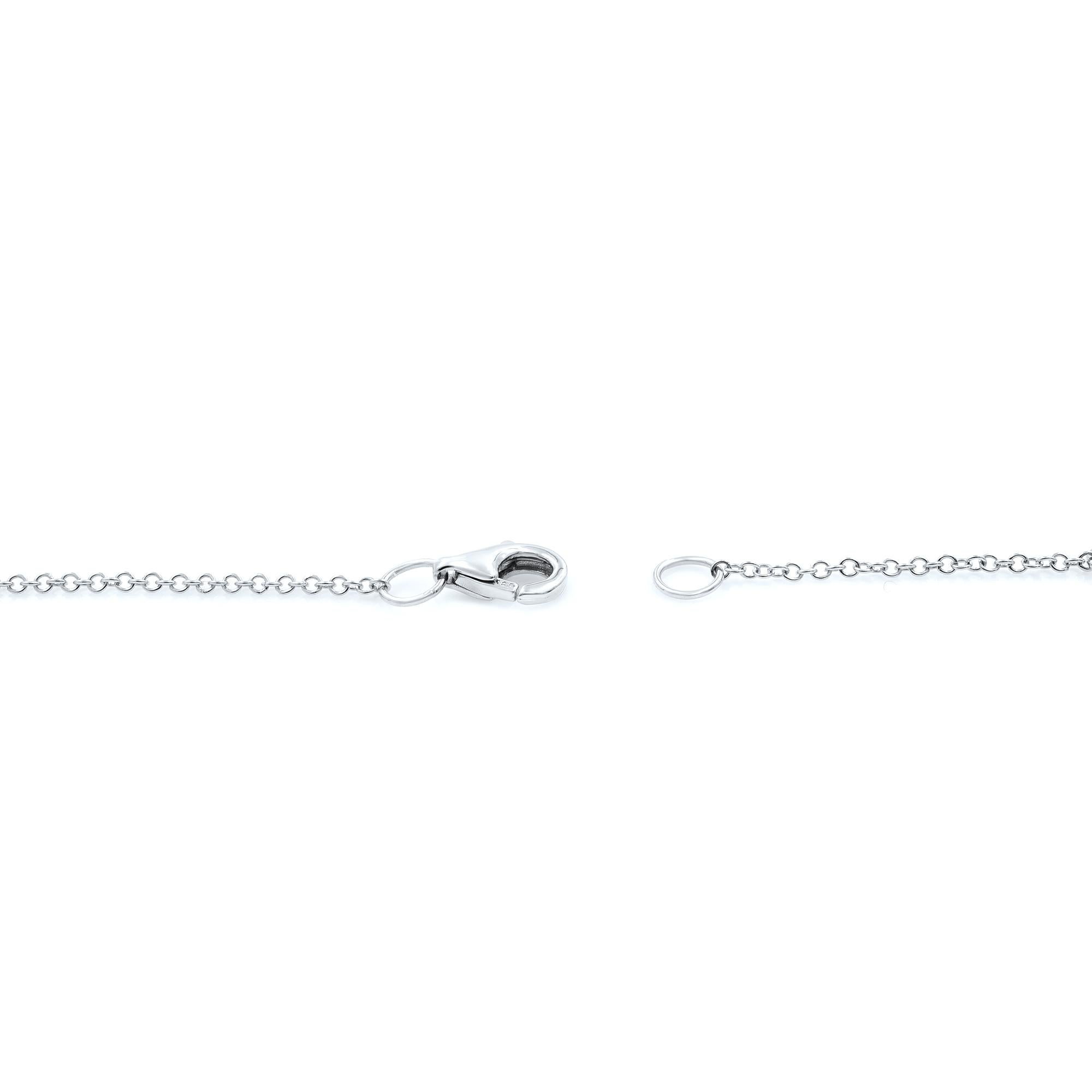Rachel Koen Diamond Composite Lariat Necklace 14k White Gold 0.29cttw In New Condition For Sale In New York, NY
