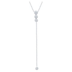 Rachel Koen Diamond Composite Lariat Necklace 14k White Gold 0.29cttw
