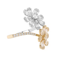 Rachel Koen Diamond Criss Cross Flower Cocktail Ring 18K Gold 1.56cttw