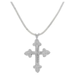 Rachel Koen, collier pendentif croix pour femme en or blanc 18 carats avec diamants 0,22 carat