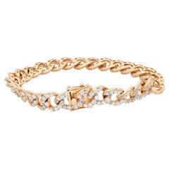 Rachel Koen Diamant-Kubanisches Gliederarmband 18K Gelbgold 7,65 Gesamtkaratgewicht 7 Zoll