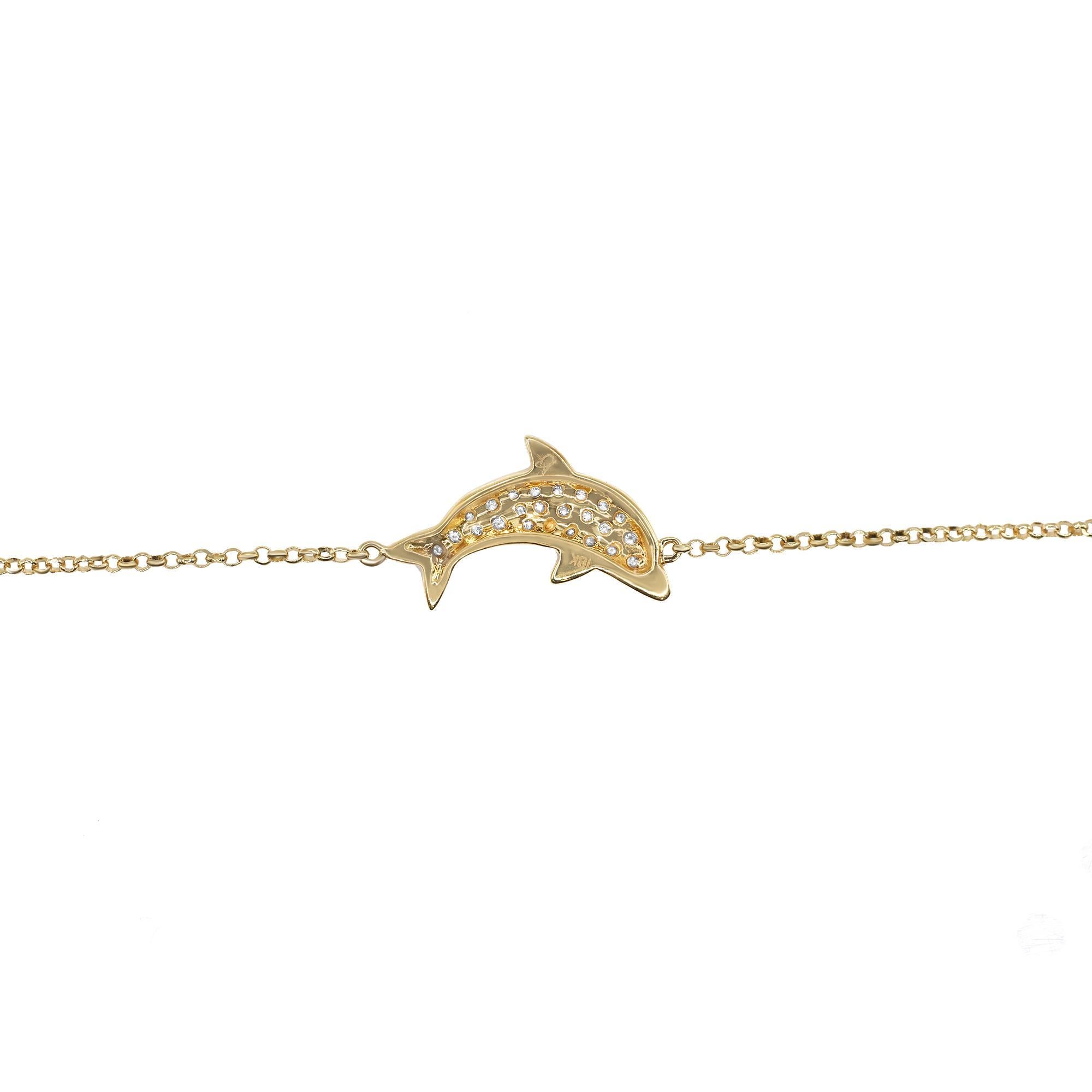 Rachel Koen Diamant- Delphin-Kette-Armband 18K Gelbgold 0,20cttw (Moderne) im Angebot