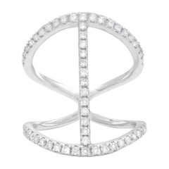 Rachel Koen Diamond Double Band Ladies 14K White Gold 0.64cttw Ring Rachel Koen Diamond Double Band Ladies 14K White Gold 0.64cttw Ring