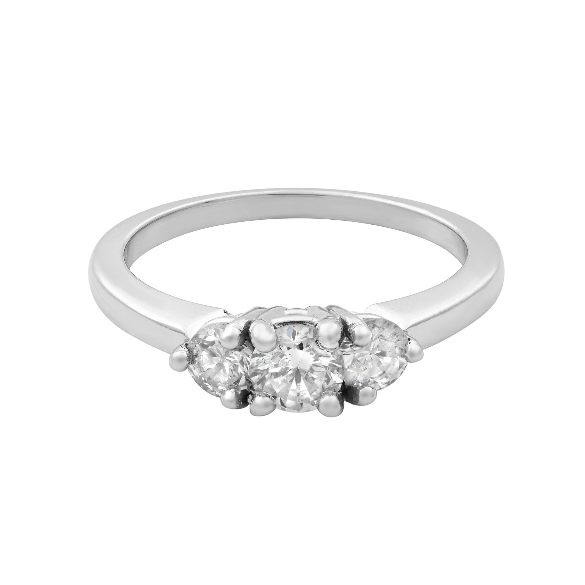 Rachel Koen Diamond Engagement Ring 14K White Gold 0.50Cttw In New Condition For Sale In New York, NY