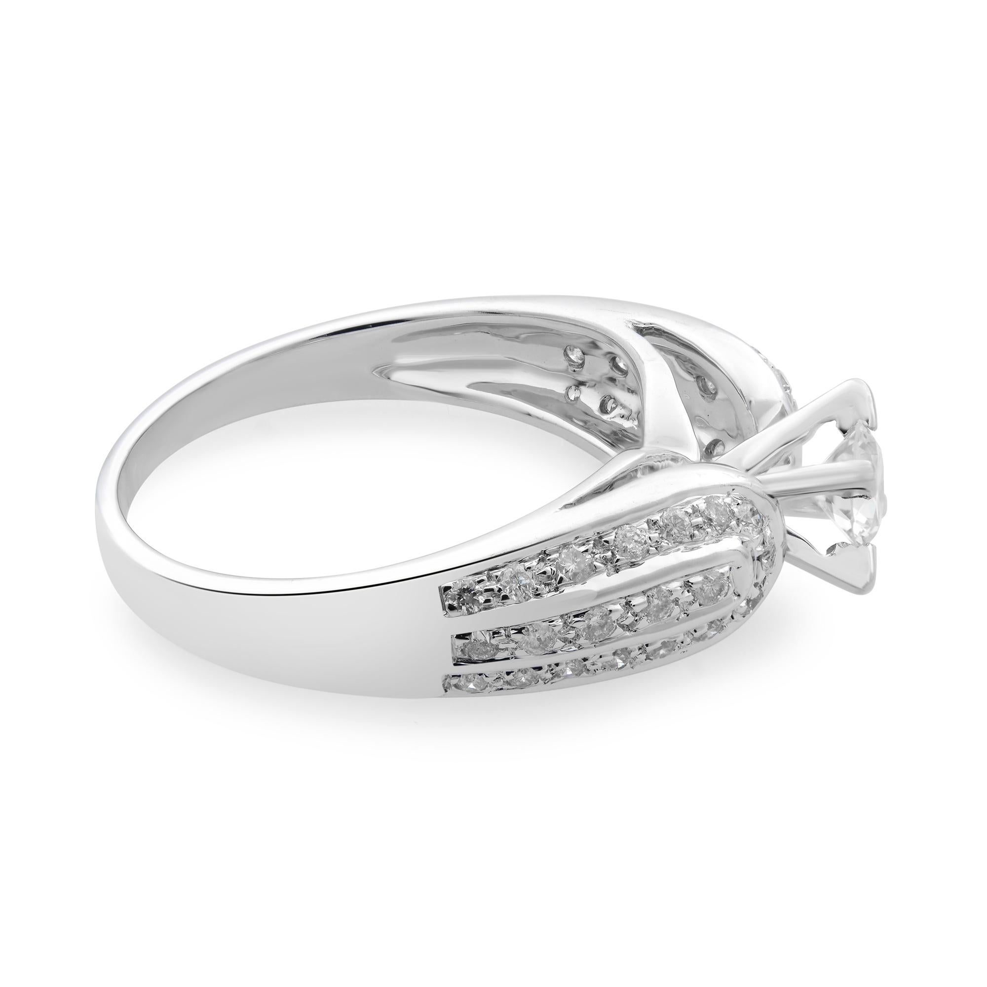 Anillo de compromiso de diamantes Rachel Koen Oro blanco de 14 quilates 0,50 ctw Corte redondo en venta