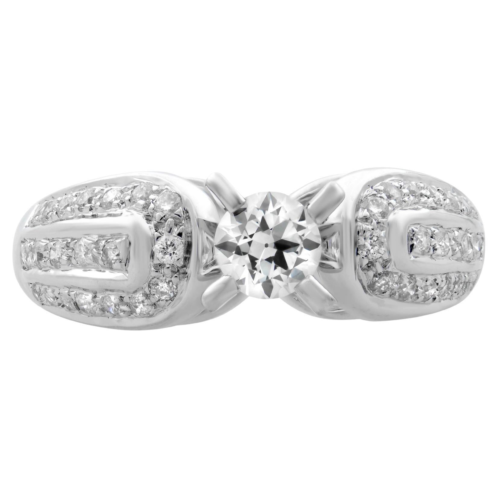 Rachel Koen Diamond Engagement Ring 14K White Gold 0.50cttw